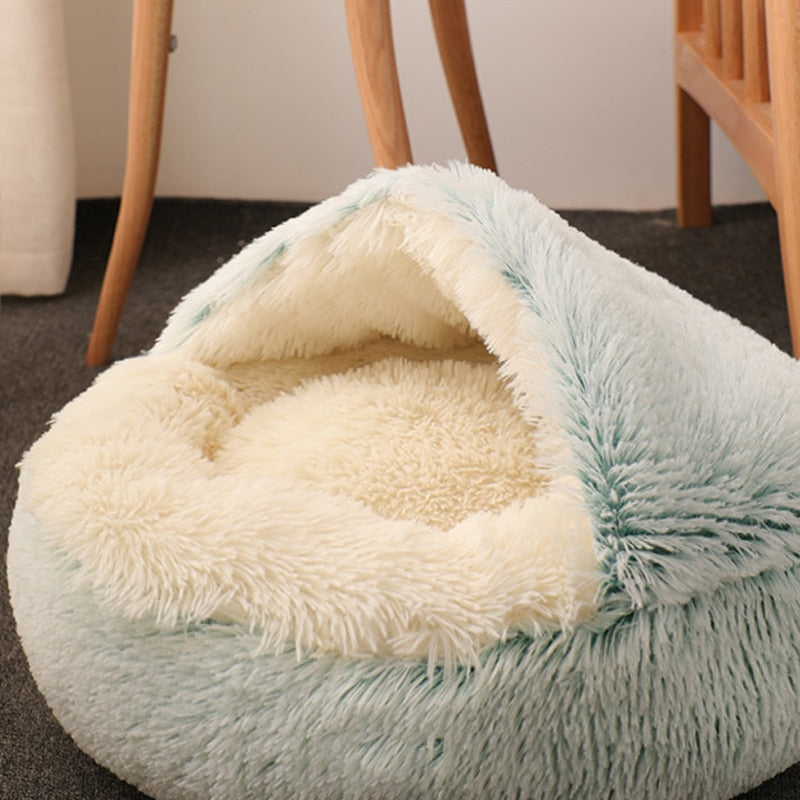 Pet Dog Bed Cat Bed Round Plush Cat Warm Bed House Soft Long Plush Bed For Small Dogs For Cats Nest 2 In 1 Cat Bed