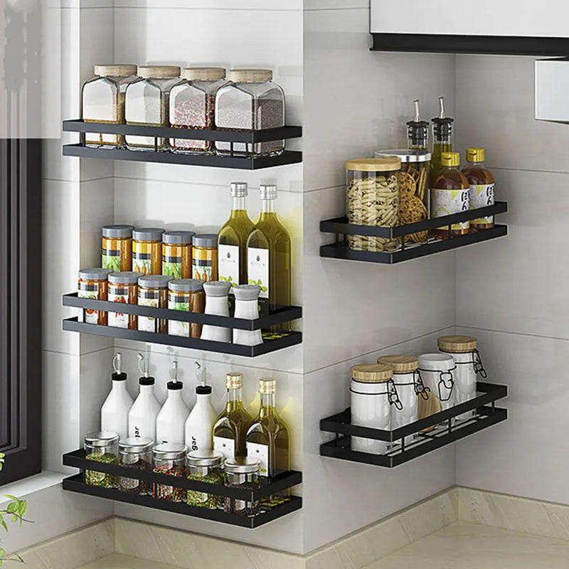 Kitchen Organizer Wall Mount Bracket Holder Wall Storage Shelf For Spice Jar Rack Cabinet Shelves Kitchen Gadgets Supplies 2021
