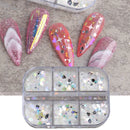 6 Grid Snow Crystal Nail Glitter Powder Sparkly Ice Chrome Flakes Reflective Thin Sequins Autumn Winter Nail Art Decoration LAXR