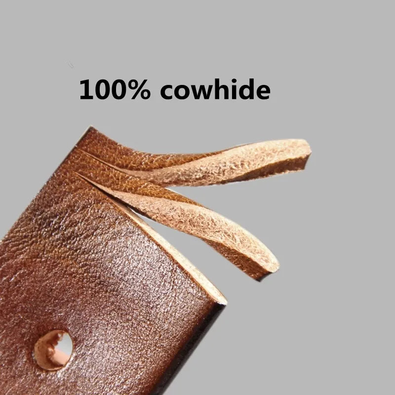 Vintage Luxury Handmade Leather Copper Buckle Man's Belt Cinturon Gotico Cowhide Retro All-match Casual Jeans Soft Belt ABC