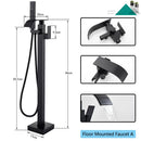 Black Bathtub Shower Faucet Bathroom Brass Square Floor Standing Bathtub Faucets Waterfall Hot Cold Water Mixer Tap