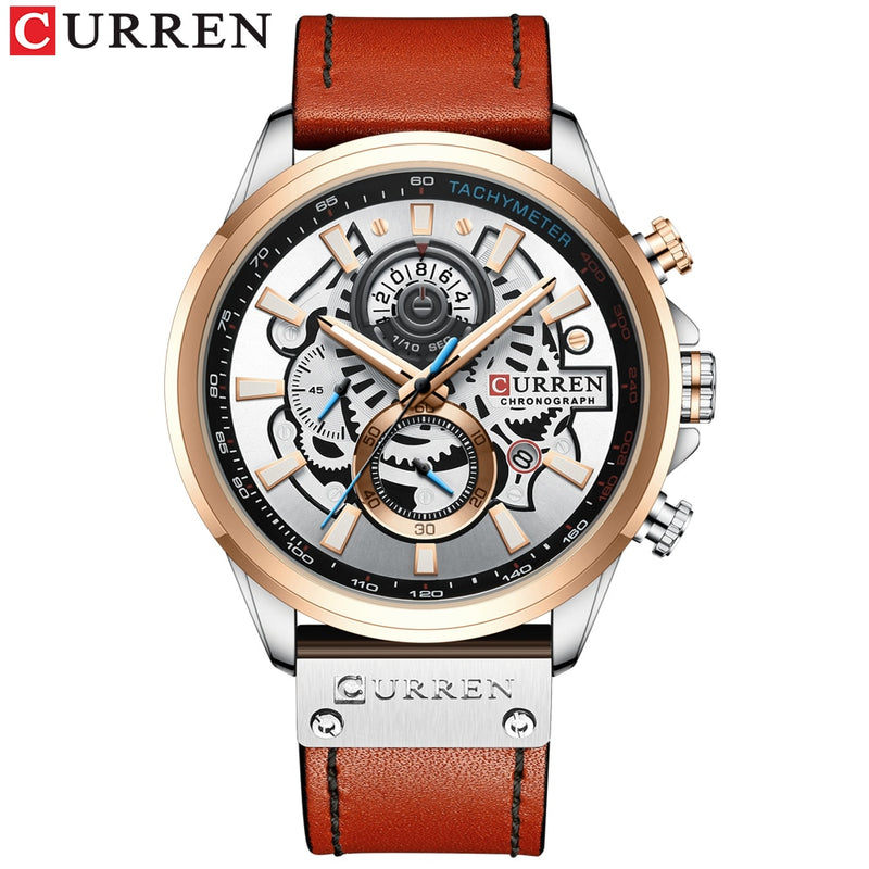 CURREN Watch for Men Top Brand Watches Leather Strap Wristwatch Fashion Chronograph Sport Quartz Clock Male Gift