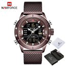 NAVIFORCE Men's Watches Top Brand Luxury Sports Watch For Men Quartz LED Digital Dual Clock Male Full Steel Military Wrist Watch