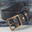 Vintage 100% Cowhide High Quality Retro Non-interlayer Natural Leather Copper Buckle Men's Belt Jeans Casual Pants Belt