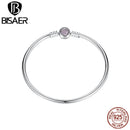 BISAER 100% 925 Sterling Silver Basic Snake Chain Zircon Bracelets Blue Demon Eye Bracelet & Bangles Charm Sizes 17–21 Jewelry