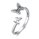 BAMOER 100% 925 Sterling Silver Sticky Cat with Long Tail Finger Ring Women Ring Adjustable Engagement Ring Jewelry SCR220