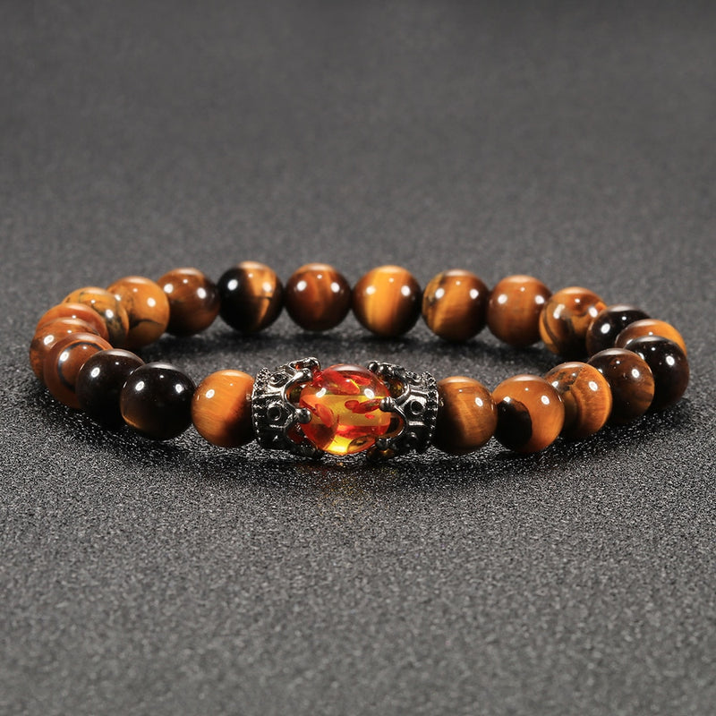 Tiger Eye Beaded Bracelets Bangles Men Braided Rope Healing Balance Yoga Charm Women Natural Stone Buddha Bracelet Adjustable