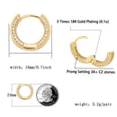 JINAO Gold/Silver Color Plated Iced Out Double row CZ Stone Stud Earring Hip Hop Rock Jewelry Earrings For Male Female Gifts