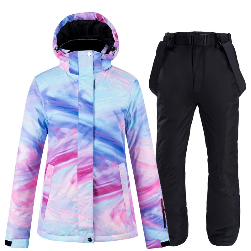 New Warm Colorful Ski Suit Women Waterproof Windproof Skiing and Snowboarding Jacket Pants Set Female Outdoor Snow Costumes