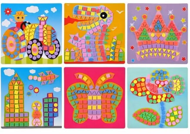 6PCS/Set 3D Kids EVA Sticky Mosaics Puzzle DIY Foam EVA Stickers Handmade Art Cartoon Creative Educational Toys For Children