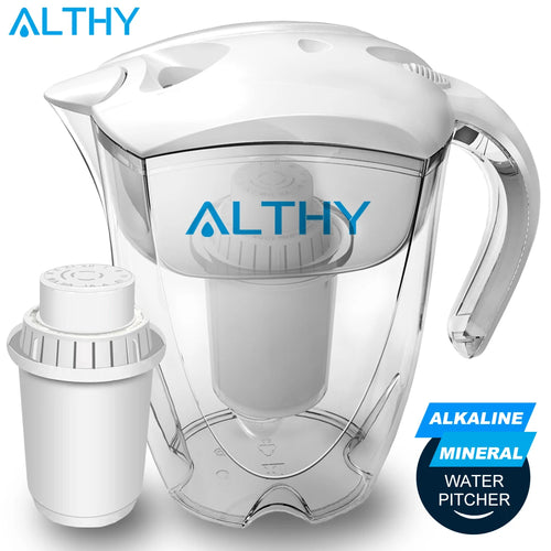 ALTHY 3,5L Mineralischer Alkalischer Wasserkrugfilter – 400L Langlebige Filter – Alkalisierungs- und Reinigungssystem +pH –ORP