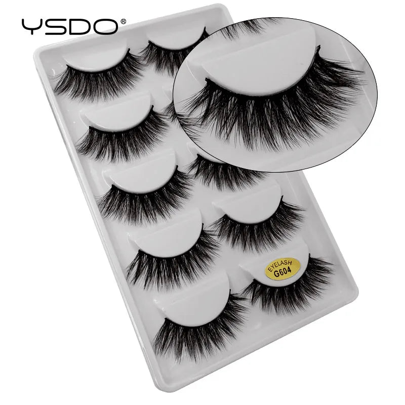 YSDO 5 pairs eyelashes mink strip lashes dramatic eyelashes natural 3d mink eyelashes makeup false eyelashes cilios maquiagem