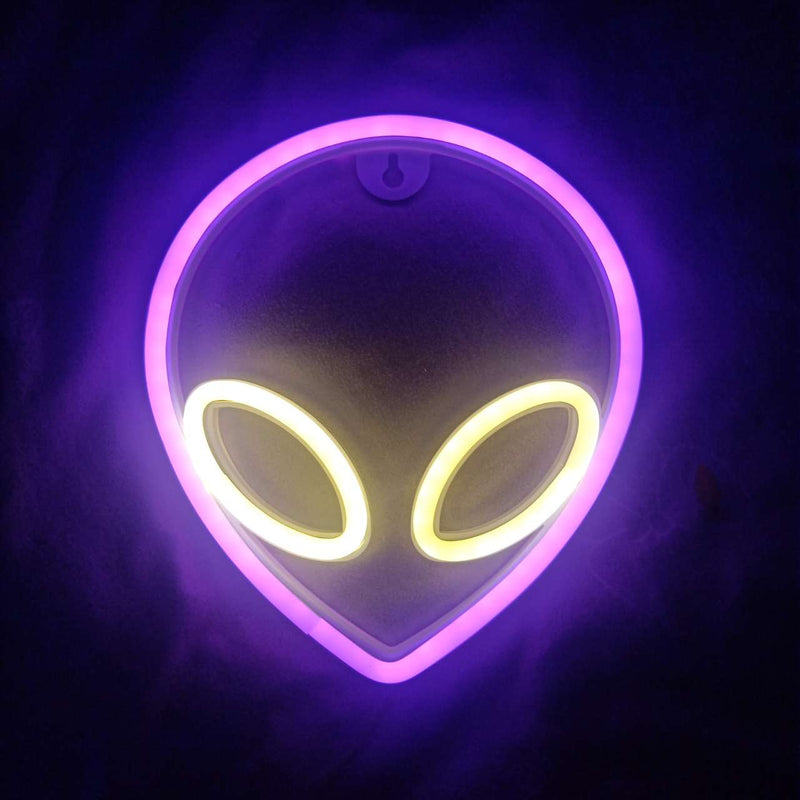 Neon Sign Alien Face Shaped Wall Hanging Lights for Home Children&