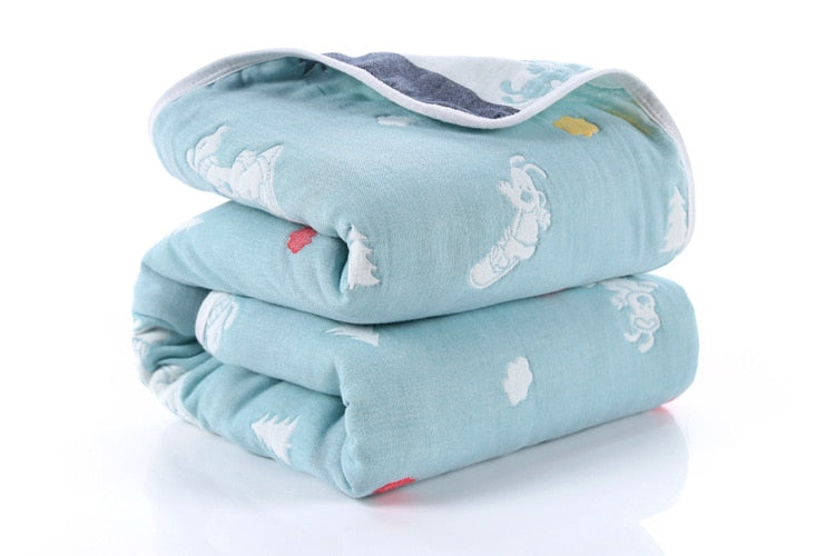 90*100cm Soft Breathable Cotton Baby Blanket for Newborn 6 Layers Muslin Gauze Growth Baby Quilt Newborn Baby Bath Swaddle Wrap