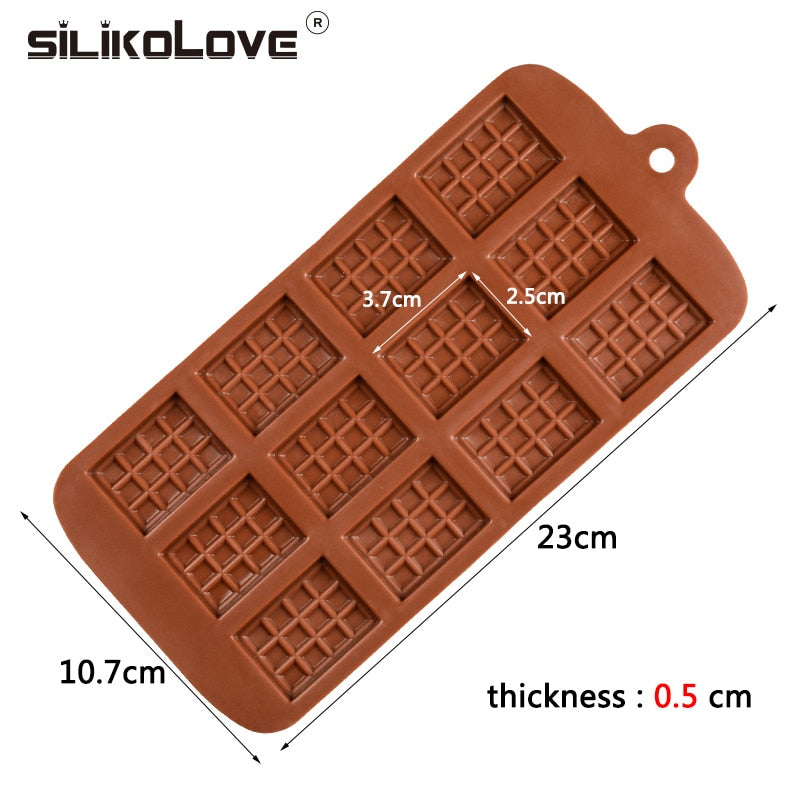 SILIKOLOVE  3d Square Shape Silicone Chocolate Molds Bar Candy Bakeware Cake 12 Even Not stick Mould,Baking Kitchen Oven Safe