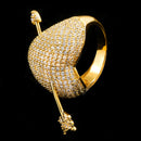 Bubble Letter Couples Ring for Men Arrow Heart Real Gold Plated Hip Hop Jewelry Valentines Day Gift 2022 Trend