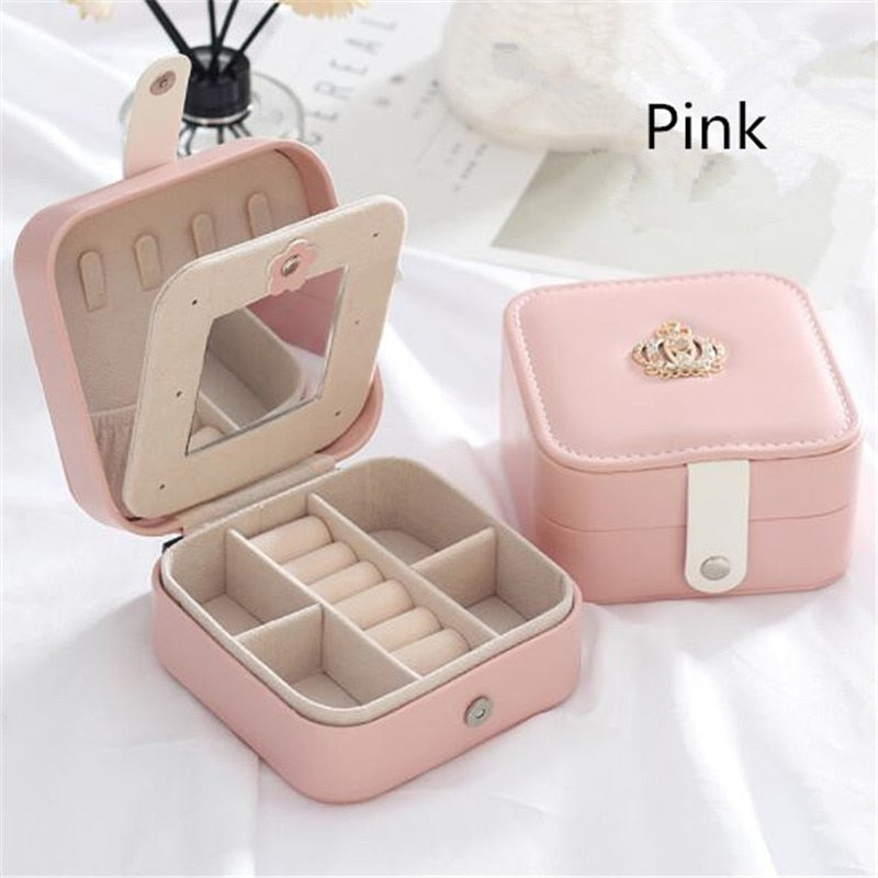 WE Bling PU Travel Portable Locked Jewelry Storage Box Three-layer Makeup Organizer Ring Earring Necklace Pouch Case Accessories