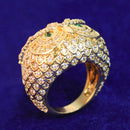 Bubble Letter Eule Iced Out Ring Herren Echt Vergoldet Messing Zirkonia Hip Hop Schmuck