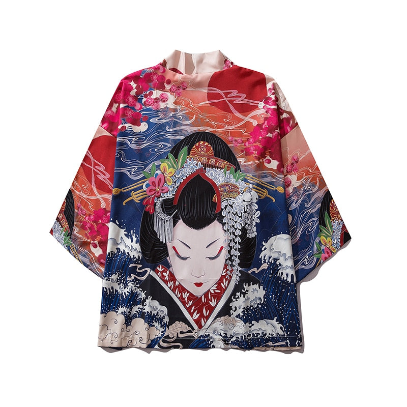 Bebovizi Male Kimono Cardigan Japanese Kimono Men Cardigan Shirt Blouse Yukata Men Haori Obi Traditional Samurai Clothing