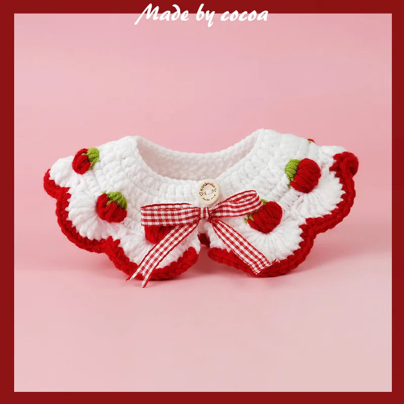 Cute hand-woven cat and dog collar wool knitted cat collar cute cat and dog necklace pet collar