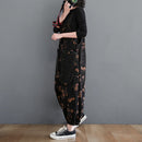 Loose Jeans Black Jumpsuit Women Casual Oversized Baggy Ladies Pants Big Pockets Print Floral Denim Overalls Straps Jean Rompers