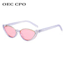 OEC CPO Small Frames Cat Eye Sunglasses Women Rivet Vintage Shades Sun Glasses Female Fashion Eyeglasses Retro Eyewear UV400