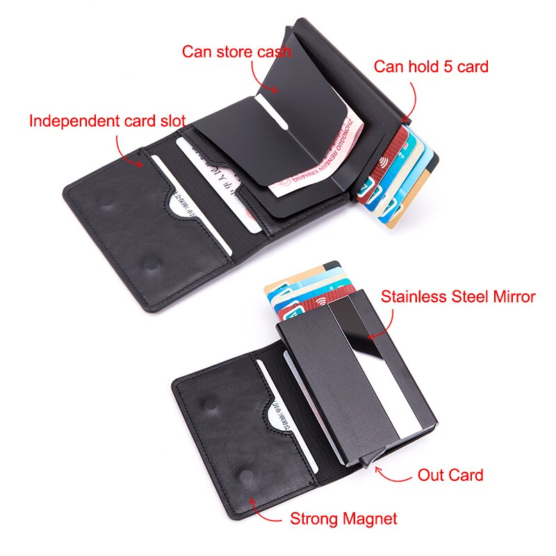 DIENQI Rfid Card Holder Men Wallets Mini Purse Money Bag Slim Thin Smart Wallet Male Leather Purse Small Vallet Portfel New 2020