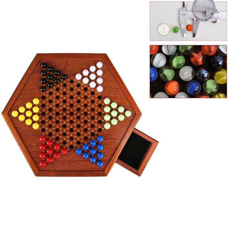 Hot Top Grade Classic Chinese Checkers Chess Set Multicolor Acrylic Glass Beads Fine Wooden Chessboard Children Gifts Board Game