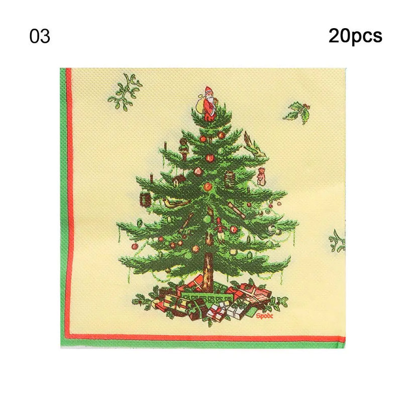 20PCS Lunch Paper Home Decorations Decor Tissue Bathroom Tissue Christmas Paper Napkins Xmas Decor Serviette Disposable Napkins