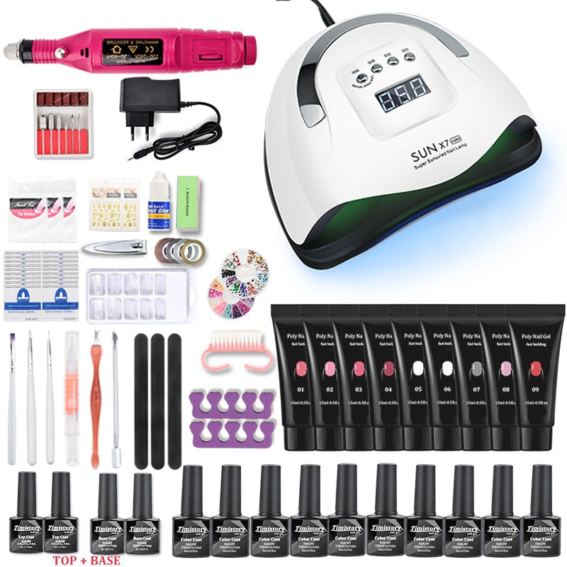 Nail Set 114W/54W UV LED Nail Lamp Dryer 20000RPM Machine Polish Nail Drill And Nail Extension Crystal Paste Nail Art Kit