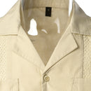 Herren Traditionelles Kubanisches Camp-Collar Guayabera Hemd Kurzarm Besticktes Mexikanisches Karibik-Stil Strandhemd mit 4 Taschen