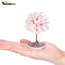 Sunligoo Super Mini Crystal Money Tree Copper Wire Wrapped W/ Agate Slice Base Healing Gemstone Yoga Feng Shui Trees Home Decor