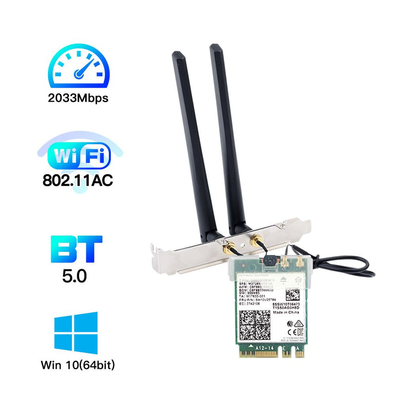 1730Mbps For Intel Dual Band Card Desktop Kit Bluetooth 5.0 802.11ac M.2 9260NGW Card With 2x 6 DBI Antenna For Win10 Laptop