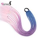 Synthetic 24 inch Ponytail Hairpiece With Rubber Band Hair Ring Chignon Crochet Braid Hair Ponytail Hair Extension Pink,Rainbow