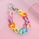 Acrylic Plastic Link Chain Keychain Macaron Color Handmade Key Ring For Girls Gifts Handbag Charms