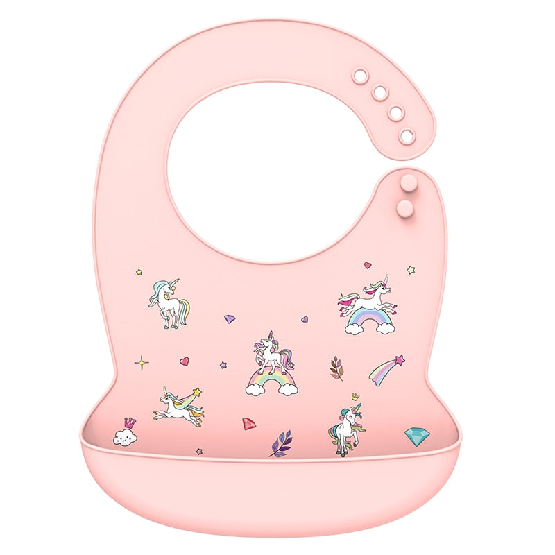 LOFCA 1pc Animal Cartoon Silicone Waterproof Bib Food Grade BPA&amp;PVC Free Silicone Soft Baby Bib Adjustable Easy Wash and Clean