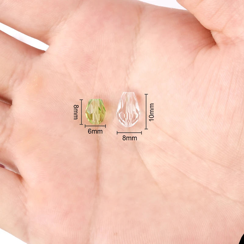 60/70PCS 8/10mm Crystal Tear Drop Shape Beads for Jewelry Making Waterdrop AB Glass Beads Loose Jewellery Beads DIY Bracelets