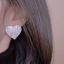 New Sparkling Big Rhinestone Love Heart-shaped women's Earrings Dinner Party Stud Earring Romantic Wedding Jewelry Accessories