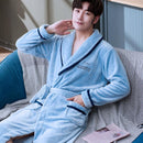 Liebhaber Korallenfleece Robe Herbst Winter Warme Schlafanzug Frauen Männer Verdicken Flanell Bademantel Lounge Nachthemd Hauskleidung Übergröße