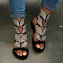 KAMUCC Strass Damen Sommer Neu Weich-Rutschfeste Sandalen Schaumstoffsohle Langlebige Schmetterlingssandalen Damen Outdoor Strandsandalen