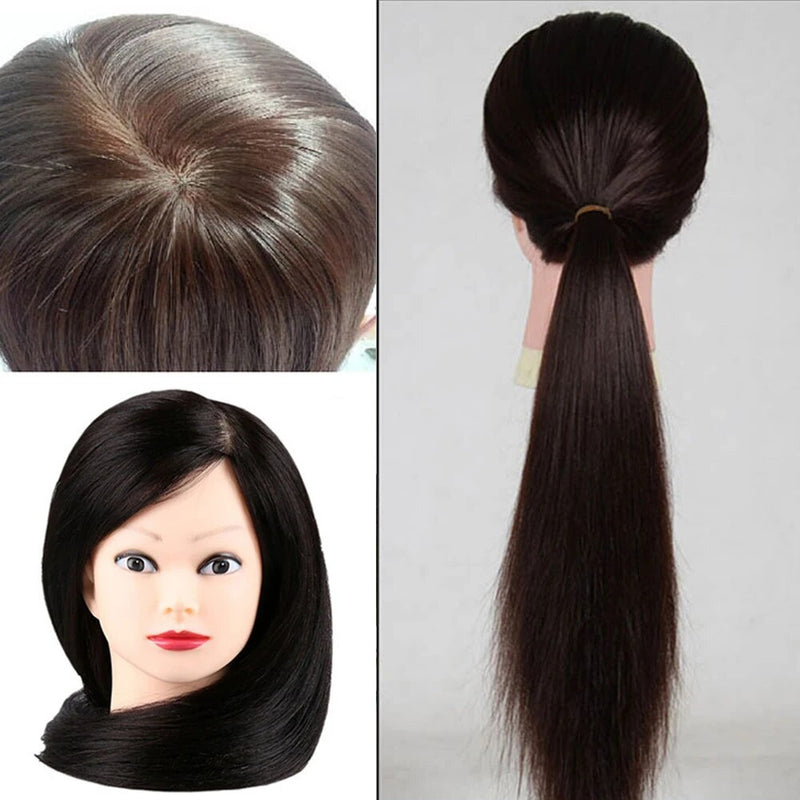 Mannequin Head Hair Styling Training Head Manikin Cosmetology Doll Head Straight Synthetic Fiber Hairdressing Training Mode