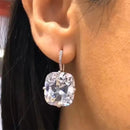 Huitan Elegante Damen-Ohrringe, silberfarben, mit großem Zirkonia, wunderschöner Damenschmuck für Partys, Jubiläumsgeschenk, Ohrringe für Mädchen