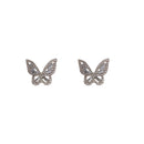 JWER Bling Earrings For Women Butterfly Zircon Ear Jewelry Vintage Wedding Earrings Student Ladies Silvery Wholesale Female