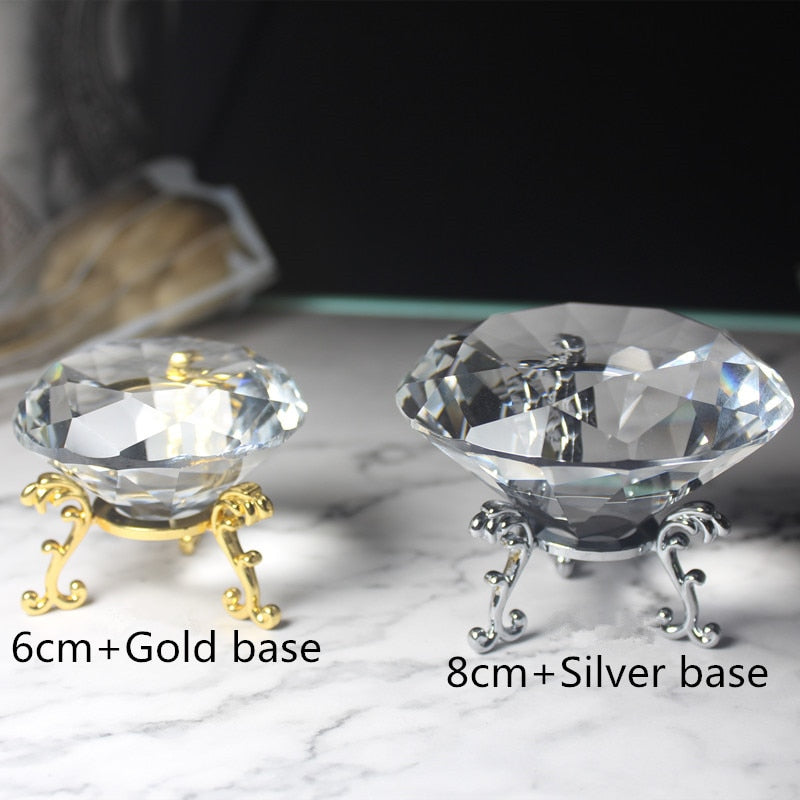 Clear Crystal diamond with base Shape Paperweight glass gem display Ornament Wedding Home Decoration Art Craft Material Gift