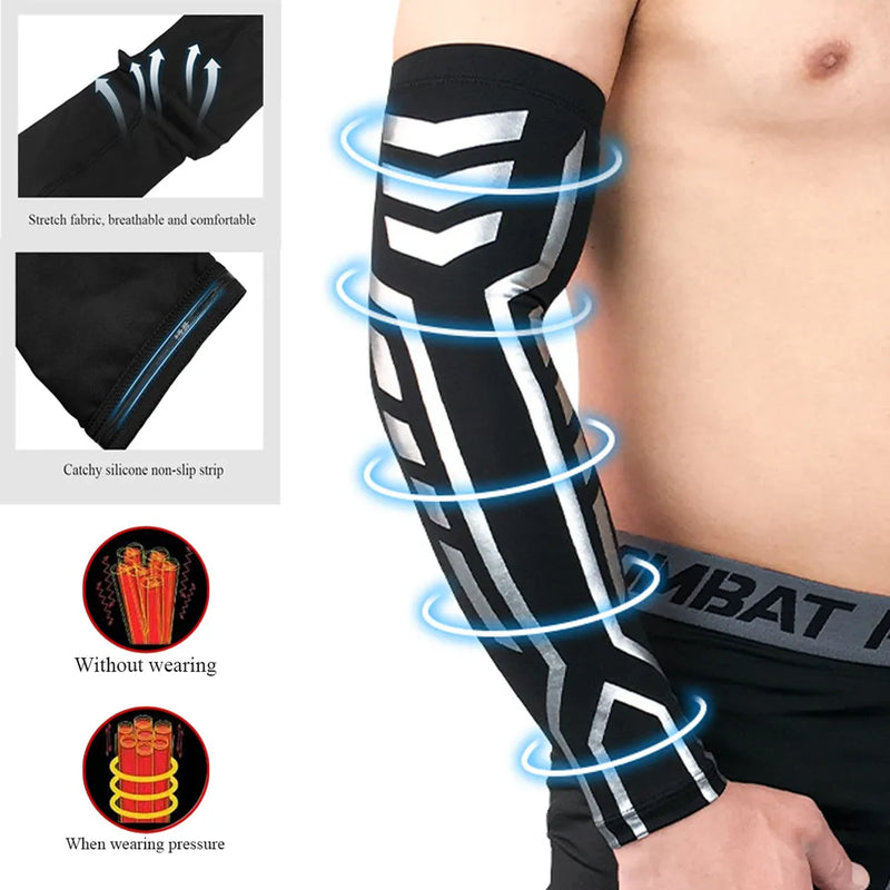 1pc Men High Elastic Basketball Arm Sleeves Armband Soccer Volleyball Elbow Support Brace Sports Accessories Women sports Safety