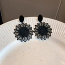 Neue asymmetrische schwarze Hängeohrringe für Damen, hohle Kristall-Tropfenohrringe, Rock, geometrische Statement-Ohrhänger, Aretes