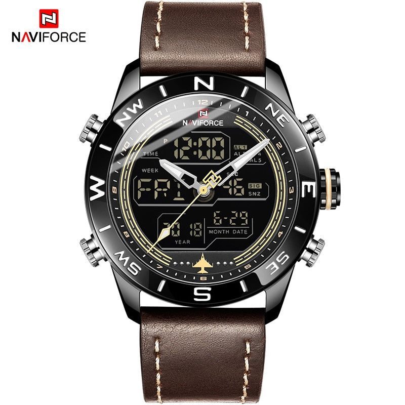 NAVIFORCE Sport Watches for Men Top Brand Luxury Military Leather Men&