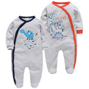 2pcs/lot baby rompers Baby Girl Clothes Full Sleeve 100%Cotton Cartoon Print Overalls Newborn Baby Footies Toddler Jumpsuit