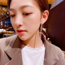 2021 Elegant Female Square Zircon Drop Earrings Charm Bride Wedding Earrings For Women Fashion Silver Color Tassel Long Earrings