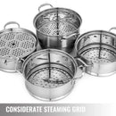 SucceBuy 5-Lagen Dampfgarer 28-30cm Edelstahl Suppentopf für Zuhause Dampfgaren Knödel Gemüse Reis Kochen Gedämpftes Gericht